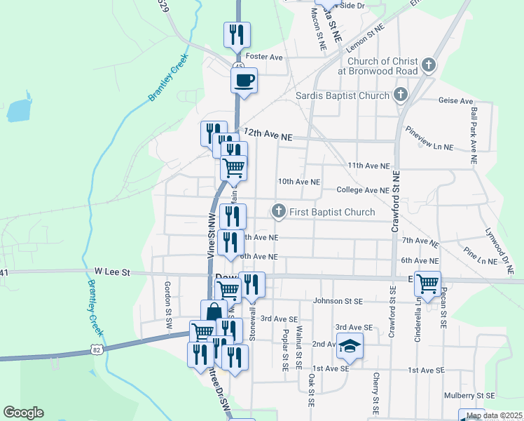 map of restaurants, bars, coffee shops, grocery stores, and more near 193-199 9th Avenue Northeast in Dawson