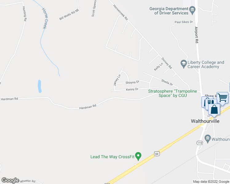 map of restaurants, bars, coffee shops, grocery stores, and more near 276 Kenny Drive in Hinesville