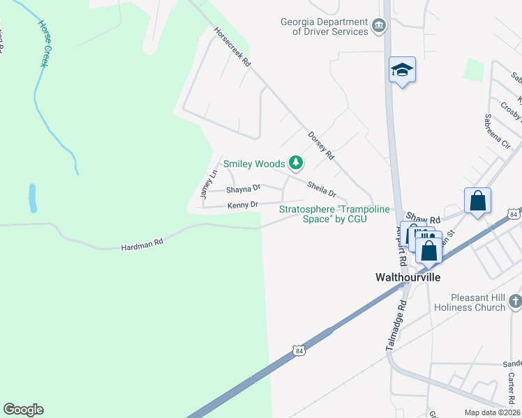 map of restaurants, bars, coffee shops, grocery stores, and more near 74 Kenny Drive in Hinesville