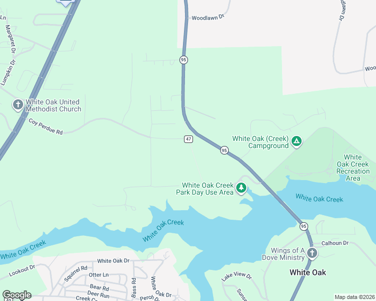 map of restaurants, bars, coffee shops, grocery stores, and more near 32 County Road 47 in Eufaula