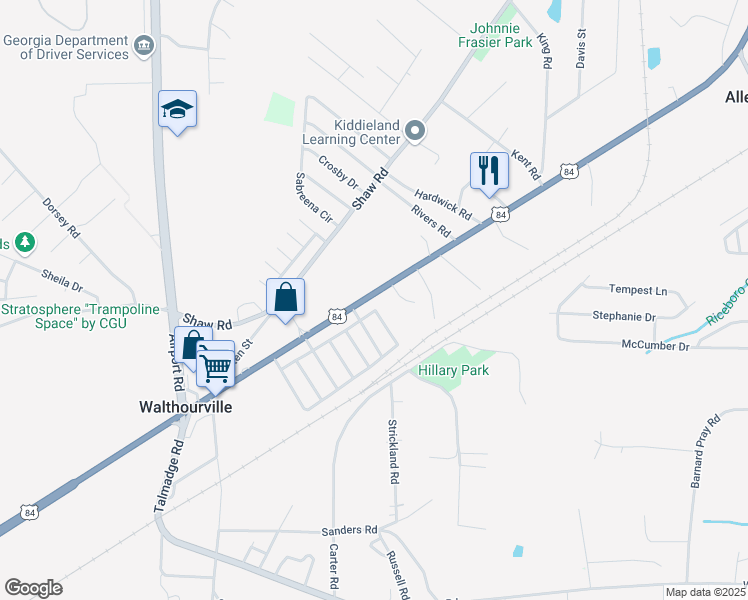 map of restaurants, bars, coffee shops, grocery stores, and more near 5392 Oglethorpe Highway in Hinesville