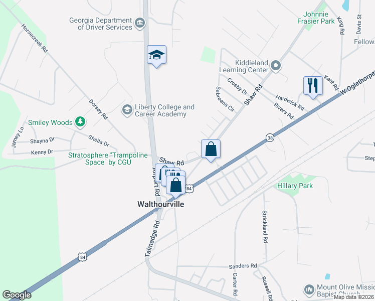 map of restaurants, bars, coffee shops, grocery stores, and more near 78 Sagittarius Lane in Hinesville