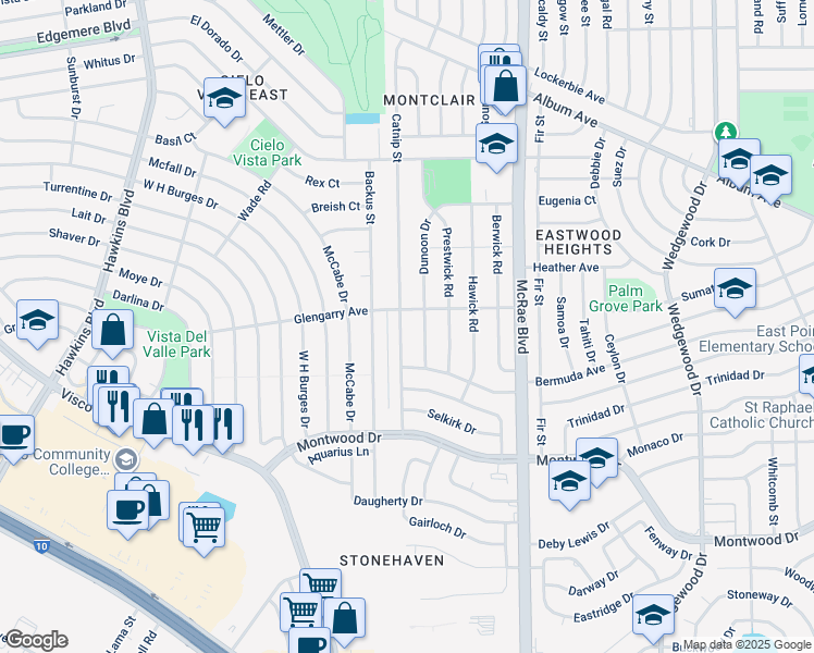 map of restaurants, bars, coffee shops, grocery stores, and more near 2640 Catnip Street in El Paso