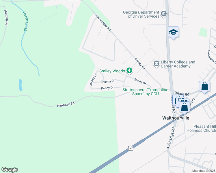 map of restaurants, bars, coffee shops, grocery stores, and more near 135 Kenny Drive in Hinesville