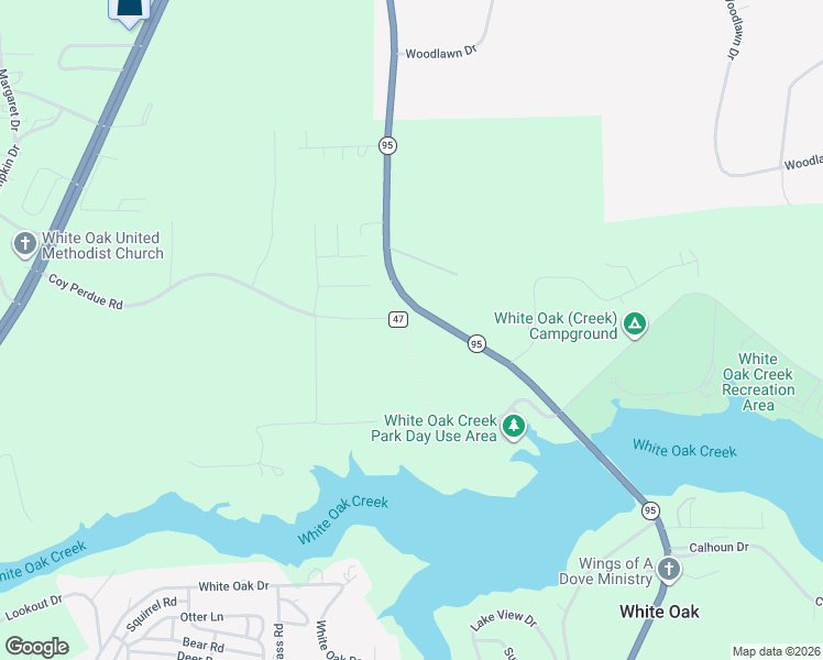 map of restaurants, bars, coffee shops, grocery stores, and more near 32 County Road 47 in Eufaula