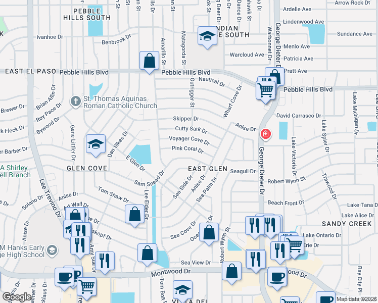 map of restaurants, bars, coffee shops, grocery stores, and more near 11171 Sam Snead Drive in El Paso