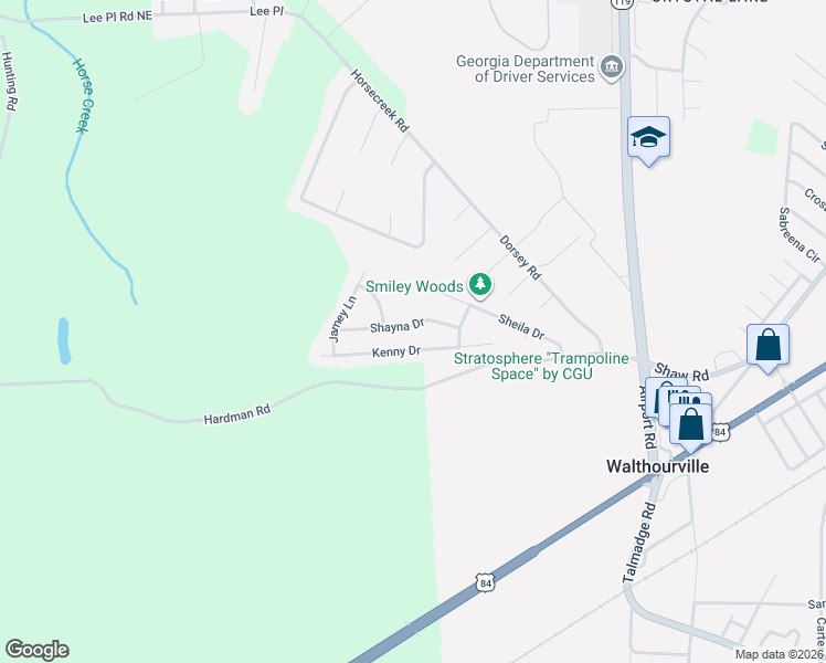 map of restaurants, bars, coffee shops, grocery stores, and more near 135 Kenny Drive in Hinesville