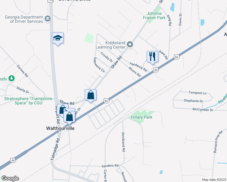 map of restaurants, bars, coffee shops, grocery stores, and more near 5392 Oglethorpe Highway in Hinesville