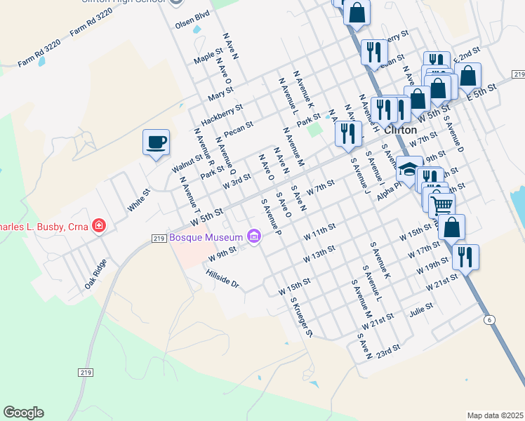 map of restaurants, bars, coffee shops, grocery stores, and more near 206 South Avenue Q in Clifton