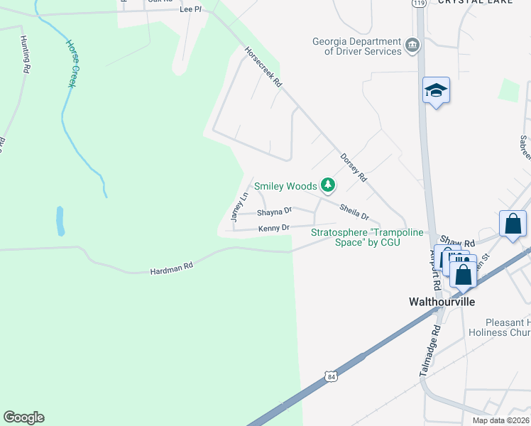 map of restaurants, bars, coffee shops, grocery stores, and more near 176 Shayna Drive in Hinesville