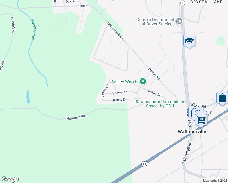 map of restaurants, bars, coffee shops, grocery stores, and more near 189 Shayna Drive in Hinesville