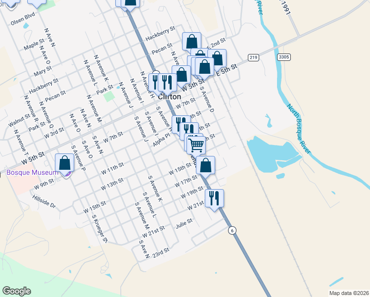 map of restaurants, bars, coffee shops, grocery stores, and more near 410 South Avenue G in Clifton