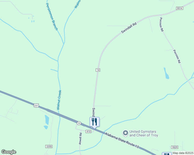 map of restaurants, bars, coffee shops, grocery stores, and more near 489-1263 Swindall Road in Troy