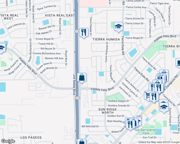 map of restaurants, bars, coffee shops, grocery stores, and more near 2297 Lisa Sherr Street in El Paso