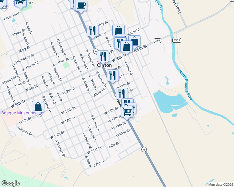 map of restaurants, bars, coffee shops, grocery stores, and more near 410 South Avenue G in Clifton