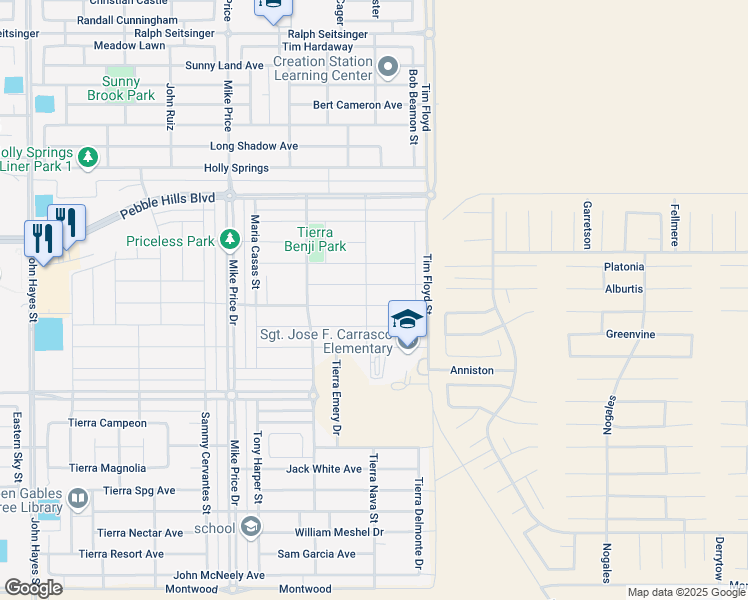 map of restaurants, bars, coffee shops, grocery stores, and more near 14924 Tierra Crystal Avenue in El Paso