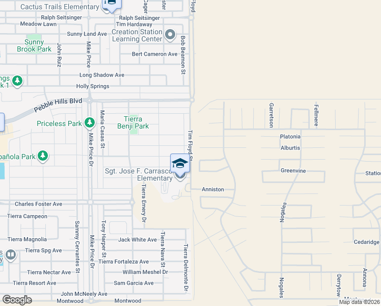 map of restaurants, bars, coffee shops, grocery stores, and more near Tim Floyd Street in El Paso