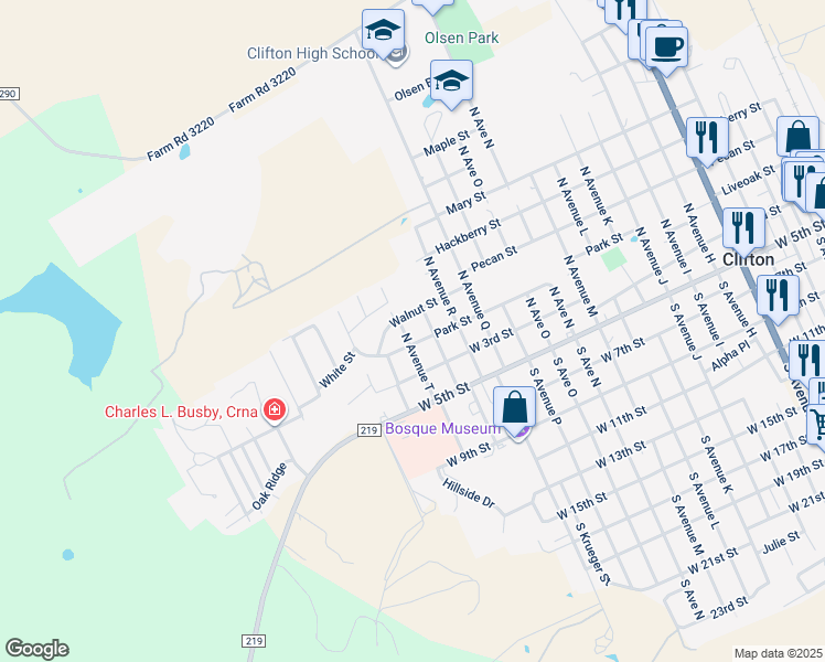 map of restaurants, bars, coffee shops, grocery stores, and more near 315 North Avenue T in Clifton
