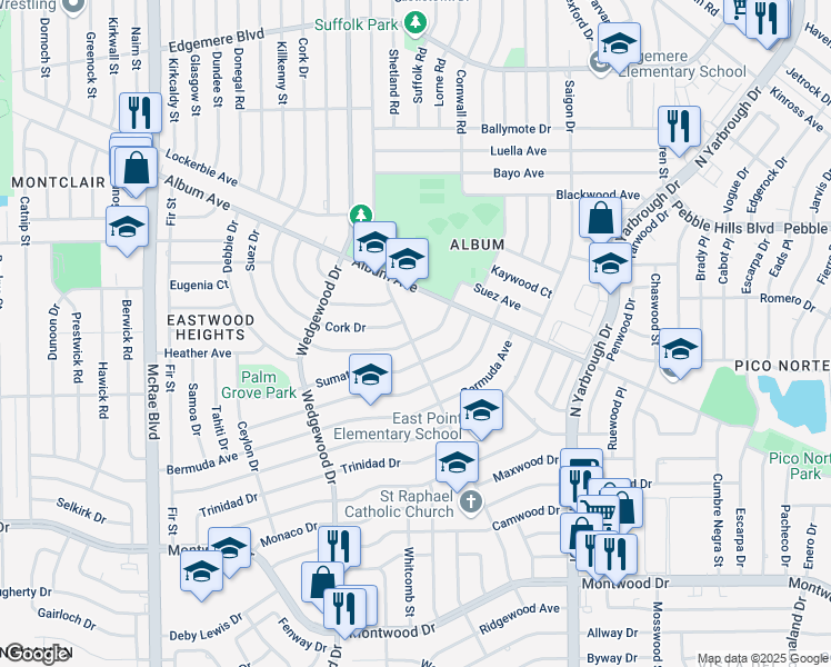 map of restaurants, bars, coffee shops, grocery stores, and more near 10209 Suez Drive in El Paso
