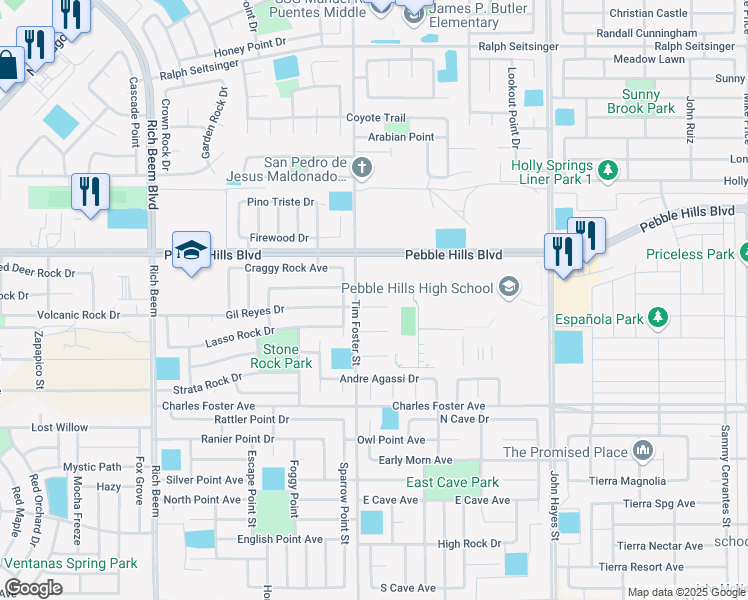 map of restaurants, bars, coffee shops, grocery stores, and more near 14309 Gil Reyes Drive in El Paso