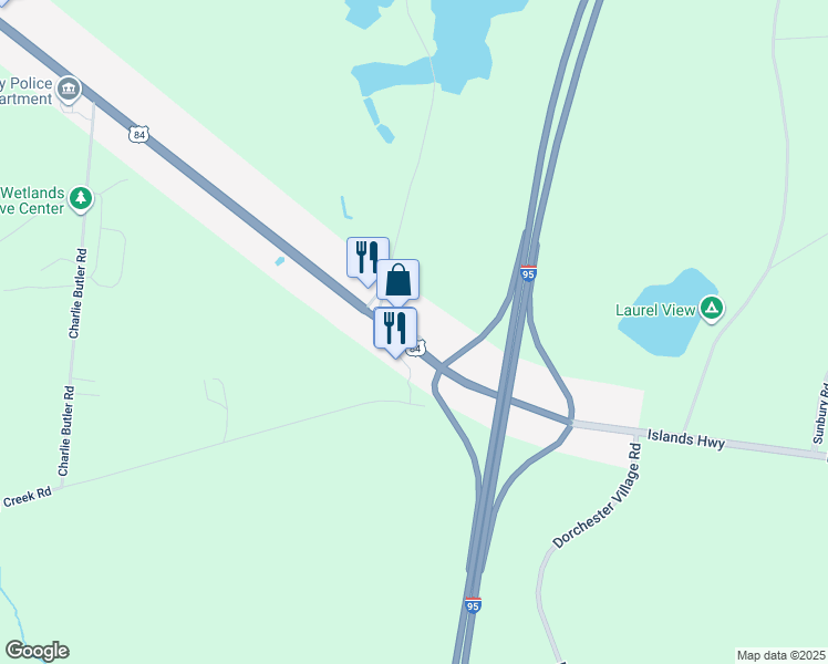 map of restaurants, bars, coffee shops, grocery stores, and more near 13740 East Oglethorpe Highway in Midway