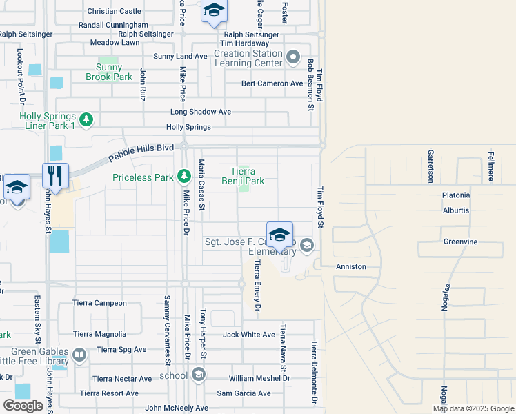 map of restaurants, bars, coffee shops, grocery stores, and more near 14924 Tierra Crystal Avenue in El Paso