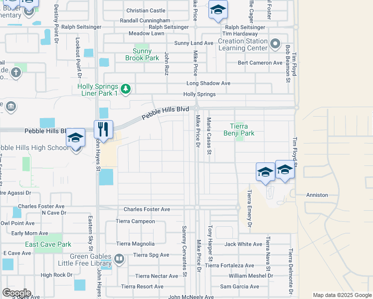 map of restaurants, bars, coffee shops, grocery stores, and more near 14625 Tierra Coruna Avenue in El Paso