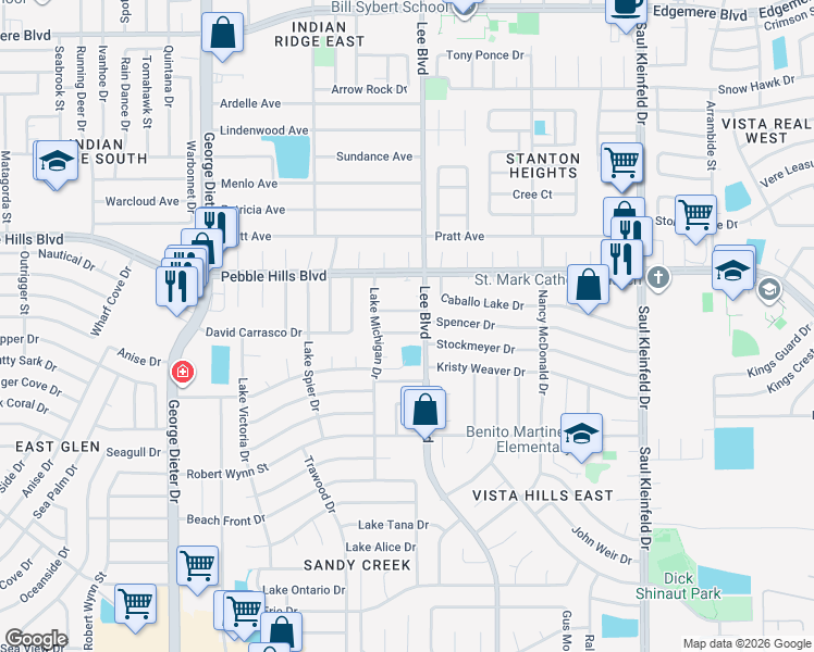 map of restaurants, bars, coffee shops, grocery stores, and more near 11471 Napolske Court in El Paso