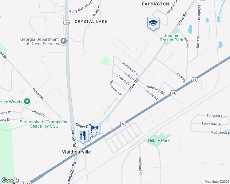 map of restaurants, bars, coffee shops, grocery stores, and more near 2695 Shaw Road in Fort Stewart