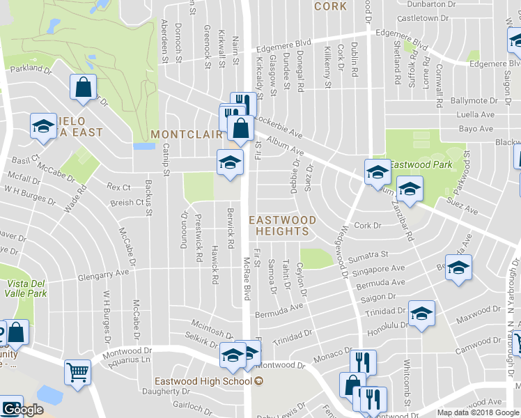 map of restaurants, bars, coffee shops, grocery stores, and more near 9701 Fuchsia Court in El Paso