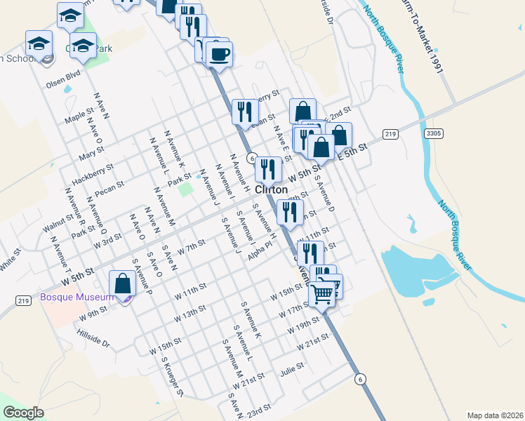 map of restaurants, bars, coffee shops, grocery stores, and more near in Clifton