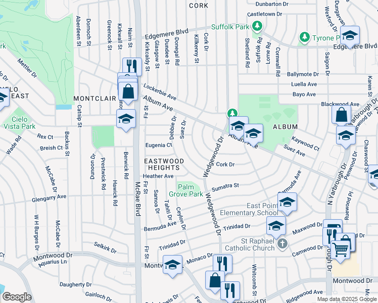 map of restaurants, bars, coffee shops, grocery stores, and more near 10021 Suez Drive in El Paso