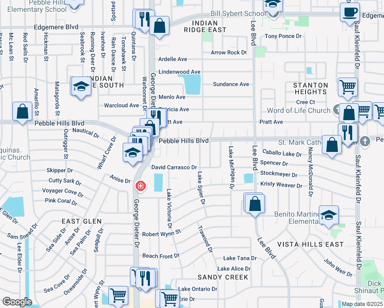 map of restaurants, bars, coffee shops, grocery stores, and more near 2900 Gilberto Avila Street in El Paso