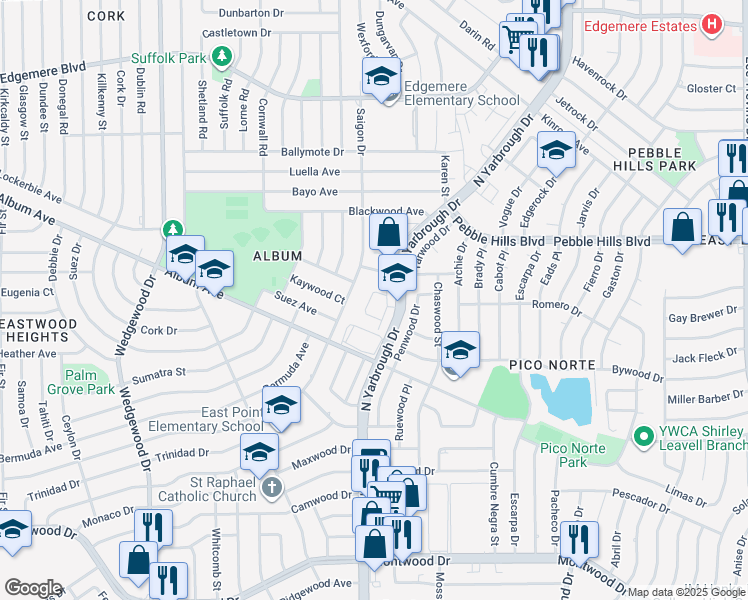 map of restaurants, bars, coffee shops, grocery stores, and more near 2835 Saigon Drive in El Paso