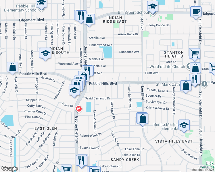 map of restaurants, bars, coffee shops, grocery stores, and more near 2916 Gilberto Avila Street in El Paso