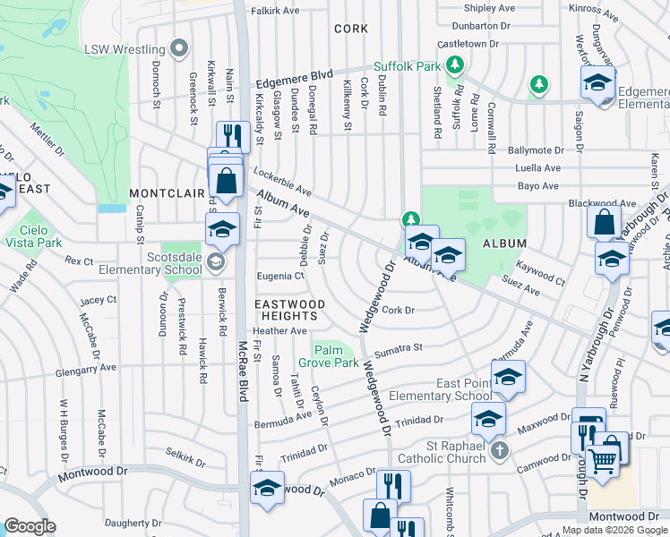 map of restaurants, bars, coffee shops, grocery stores, and more near 10004 Cork Drive in El Paso