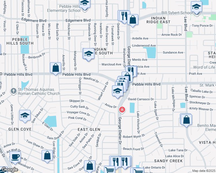 map of restaurants, bars, coffee shops, grocery stores, and more near 11244 Wharf Cove Drive in El Paso