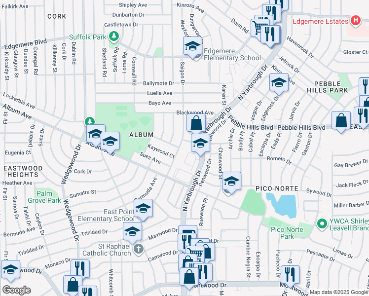 map of restaurants, bars, coffee shops, grocery stores, and more near 2835 Saigon Drive in El Paso