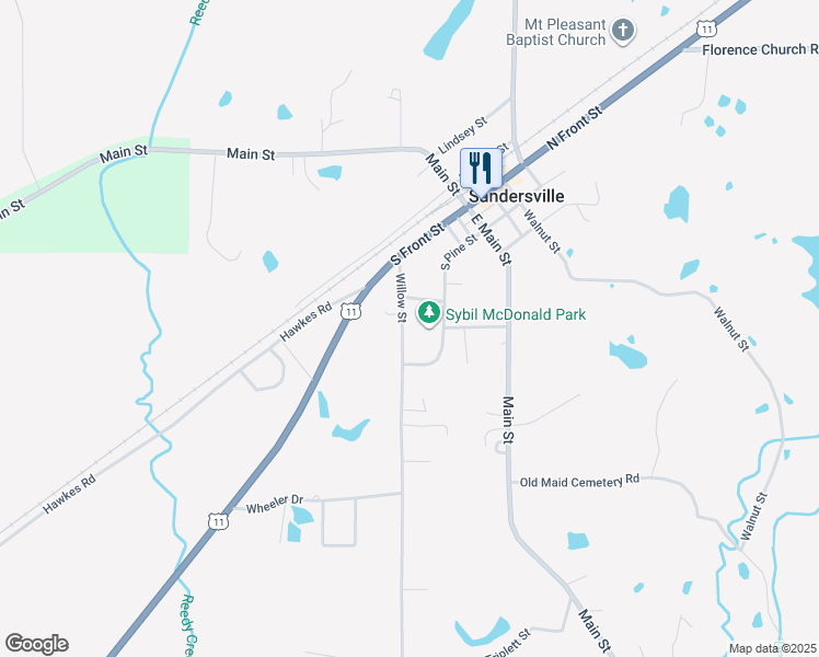 map of restaurants, bars, coffee shops, grocery stores, and more near 405 Willow Street in Laurel