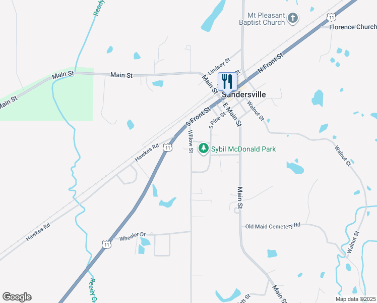 map of restaurants, bars, coffee shops, grocery stores, and more near 405 Willow Street in Laurel