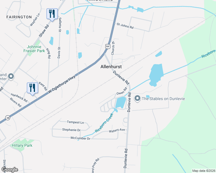 map of restaurants, bars, coffee shops, grocery stores, and more near Owen Road in Allenhurst