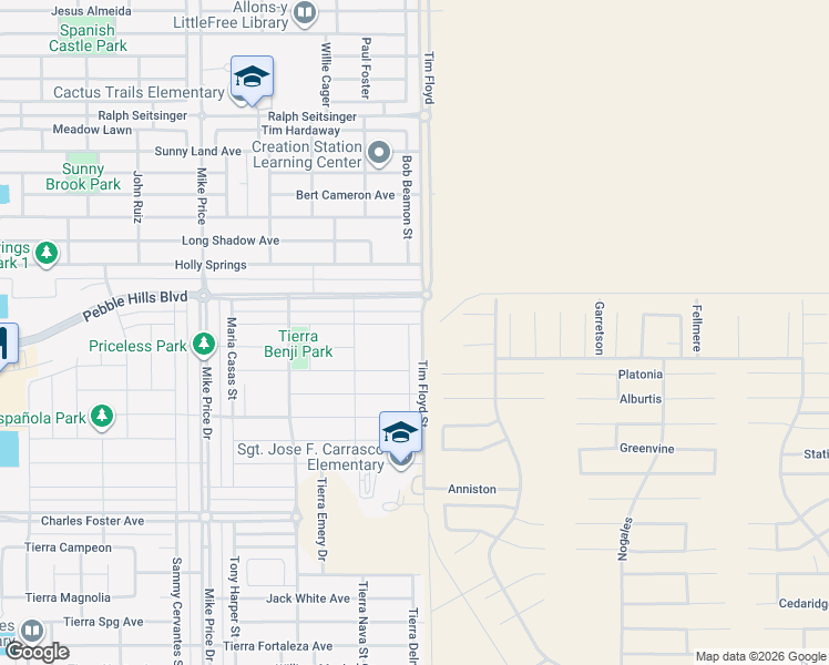 map of restaurants, bars, coffee shops, grocery stores, and more near 2848 Tierra Oasis Street in El Paso