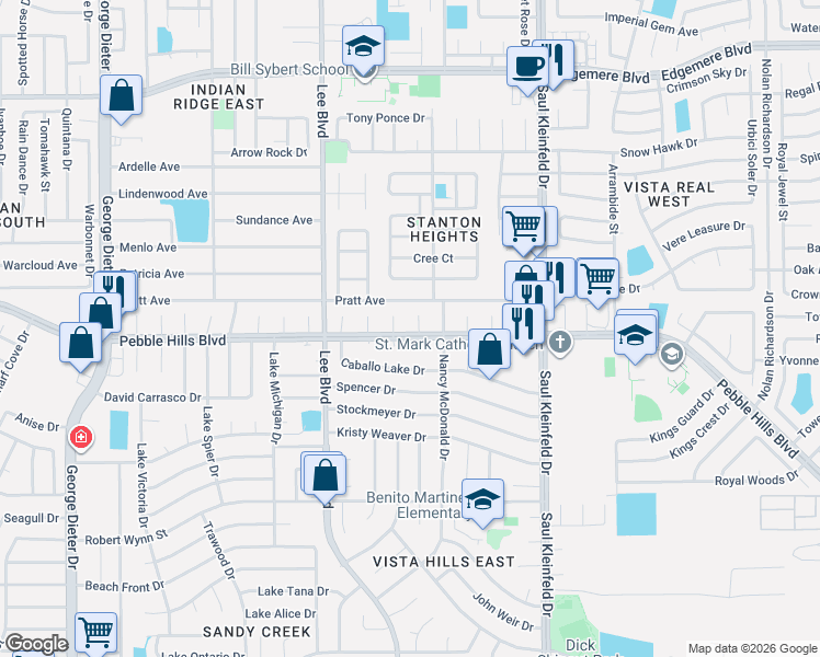 map of restaurants, bars, coffee shops, grocery stores, and more near 3021 Gull Lake Place in El Paso