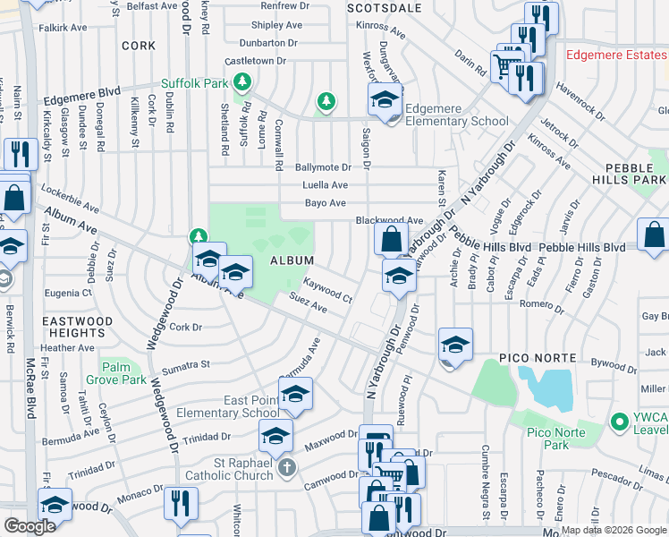 map of restaurants, bars, coffee shops, grocery stores, and more near 3017 Woodall Street in El Paso