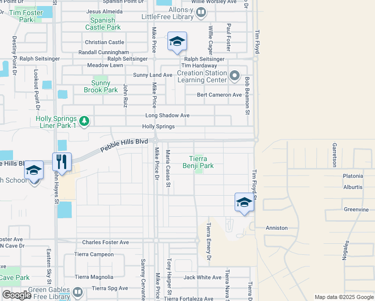 map of restaurants, bars, coffee shops, grocery stores, and more near 14733 Tierra Isaiah Avenue in El Paso