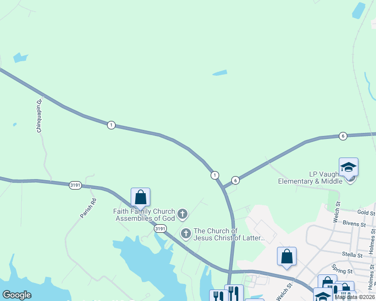 map of restaurants, bars, coffee shops, grocery stores, and more near 5463 Louisiana 1 in Natchitoches