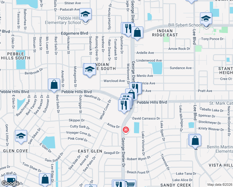map of restaurants, bars, coffee shops, grocery stores, and more near in El Paso