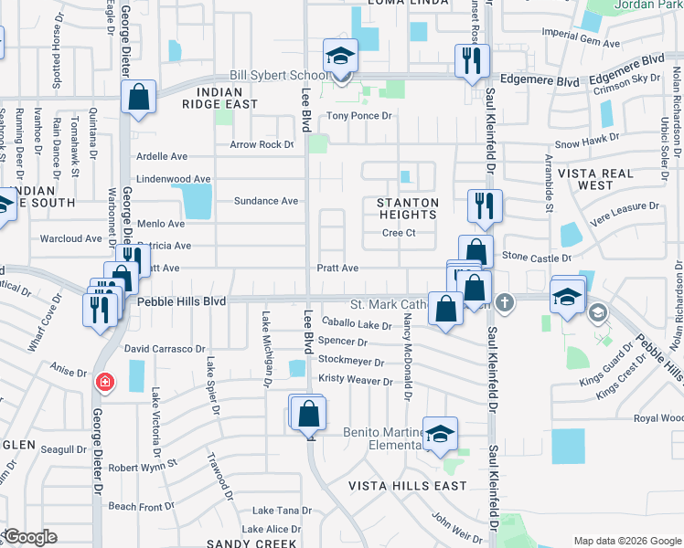 map of restaurants, bars, coffee shops, grocery stores, and more near 3016 Sylvan Lake Place in El Paso