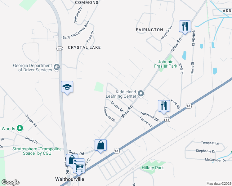 map of restaurants, bars, coffee shops, grocery stores, and more near 161 Kyle Lane in Fort Stewart