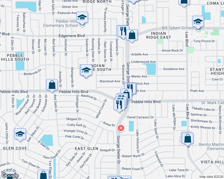 map of restaurants, bars, coffee shops, grocery stores, and more near in El Paso